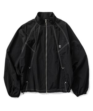 스티치 절개 윈드브레이커 - 블랙