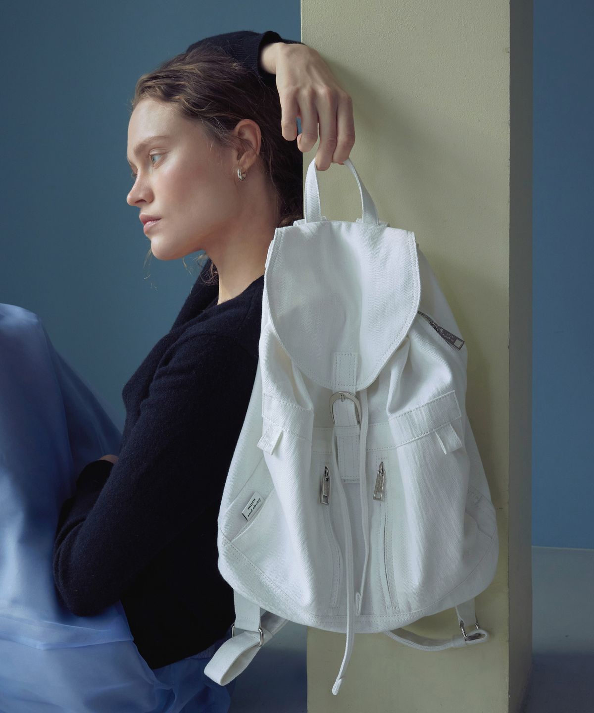 무쿠앤에보니(MUCU AND EBONY) Notting Herringbone Backpack _ Ivory