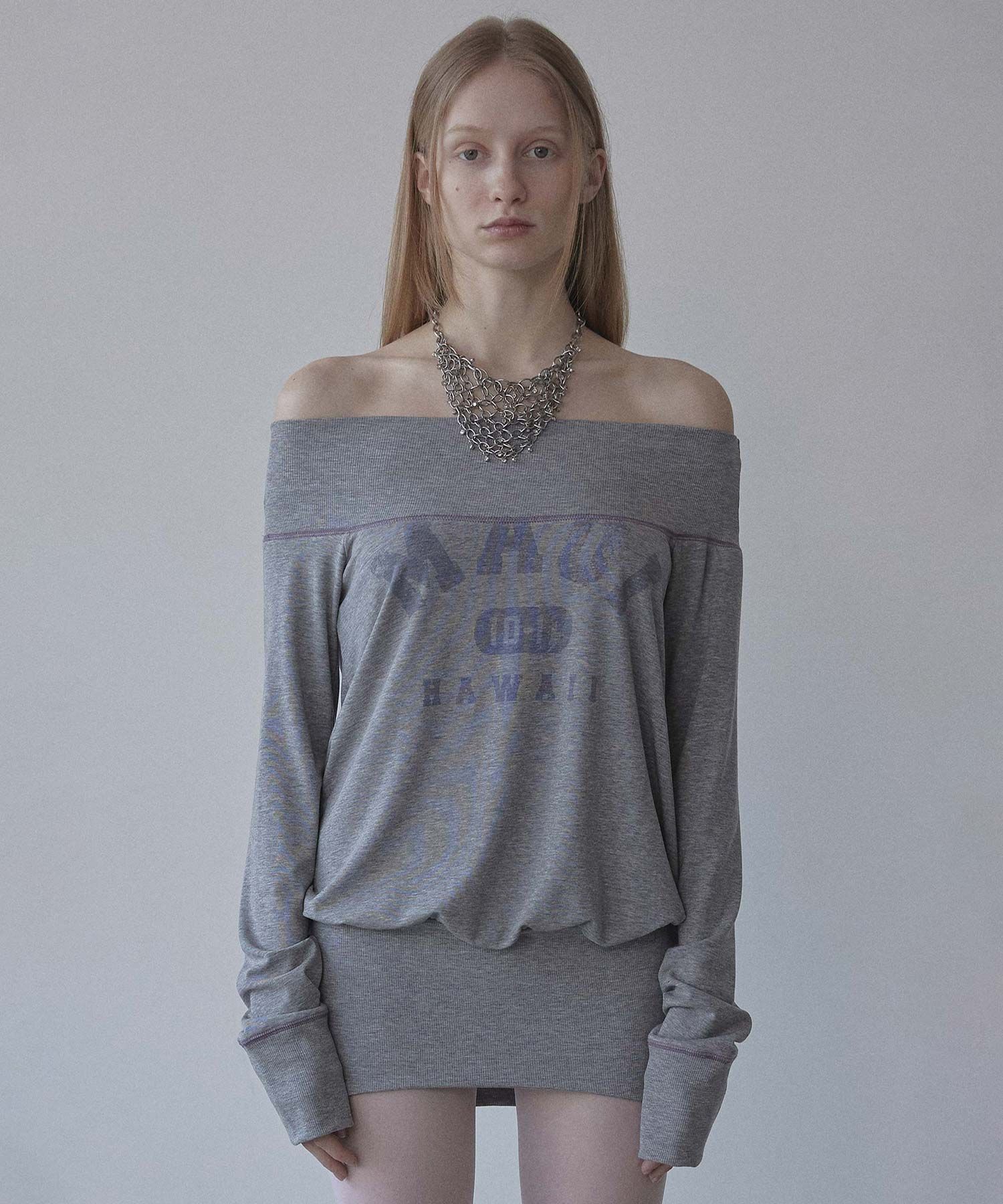 ★SCULPTOR★ Maui OffShoulder Dress Melange Gray SC25S301MG MUSINSA | SCULPTOR Maui Off-Shoulder Dress Melange Gray