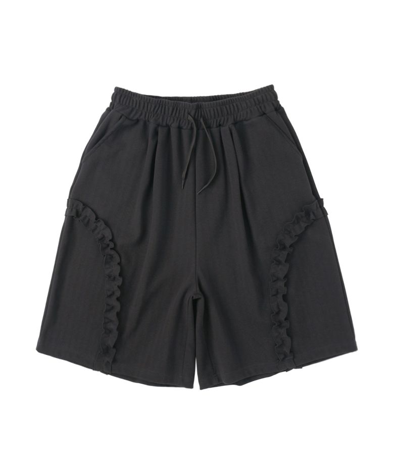 Herringbone Frill Short - Charcoal