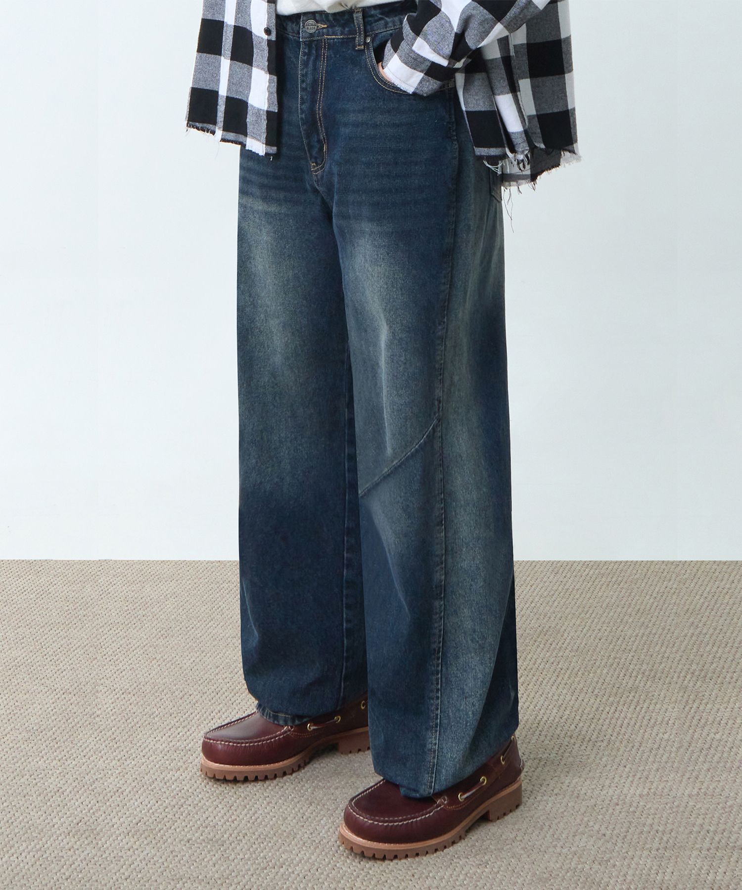 ★DIMITRI BLACK★ Essential Wide Flare Fit Denim Pants Dust ESSENTIAL WIDE FLARE FIT DENIM PANTS_INDIGO - 디미트리블랙