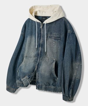 2WAY OG 에센셜 디트로이트 후드 집업_데님 더스트 인디고