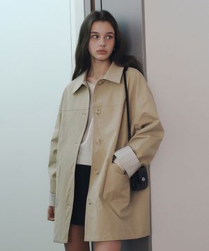 포인트 하프 트렌치 코트 - 베이지