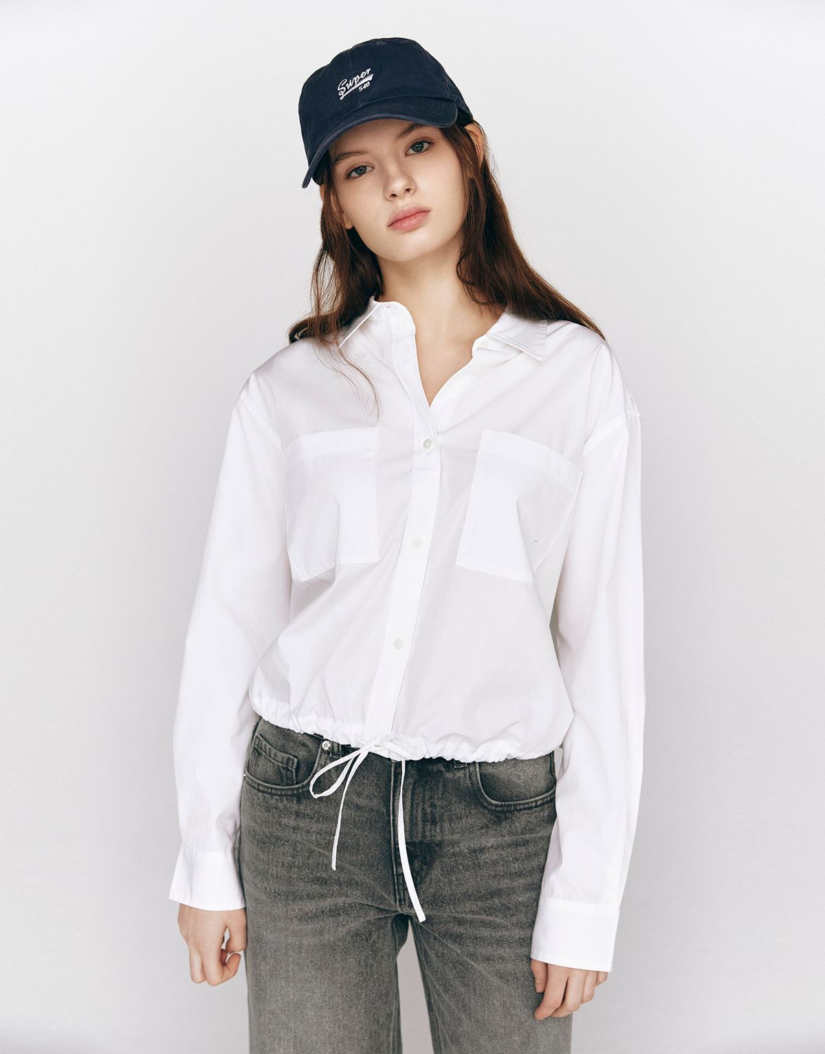 지오다노(GIORDANO) 스트링 크롭 셔츠 345504 [2color]