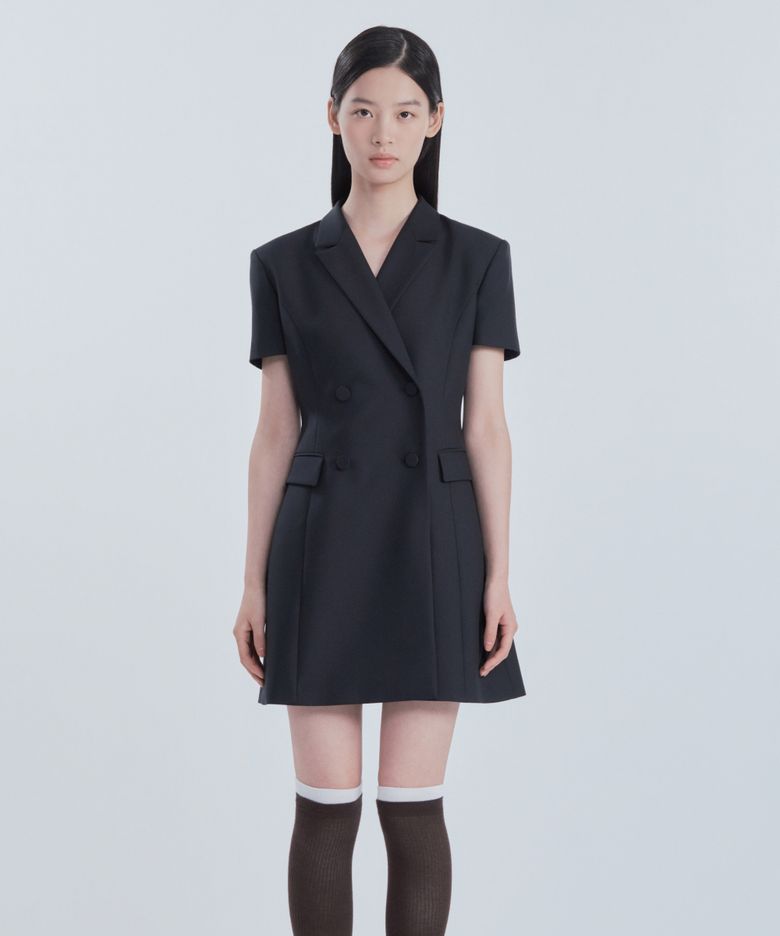 Jenn Half-Sleeve Suit Jacket Dress - Navy