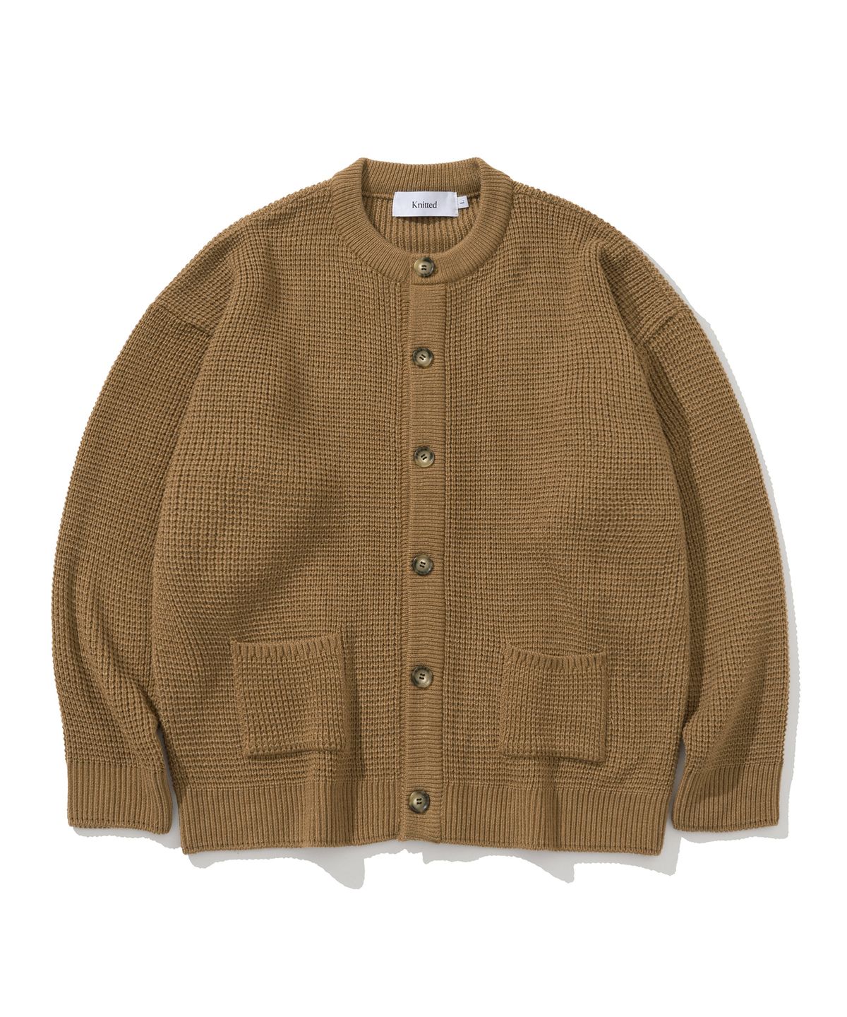 니티드(KNITTED) 안티필링 볼륨 와플 가디건 BEIGE