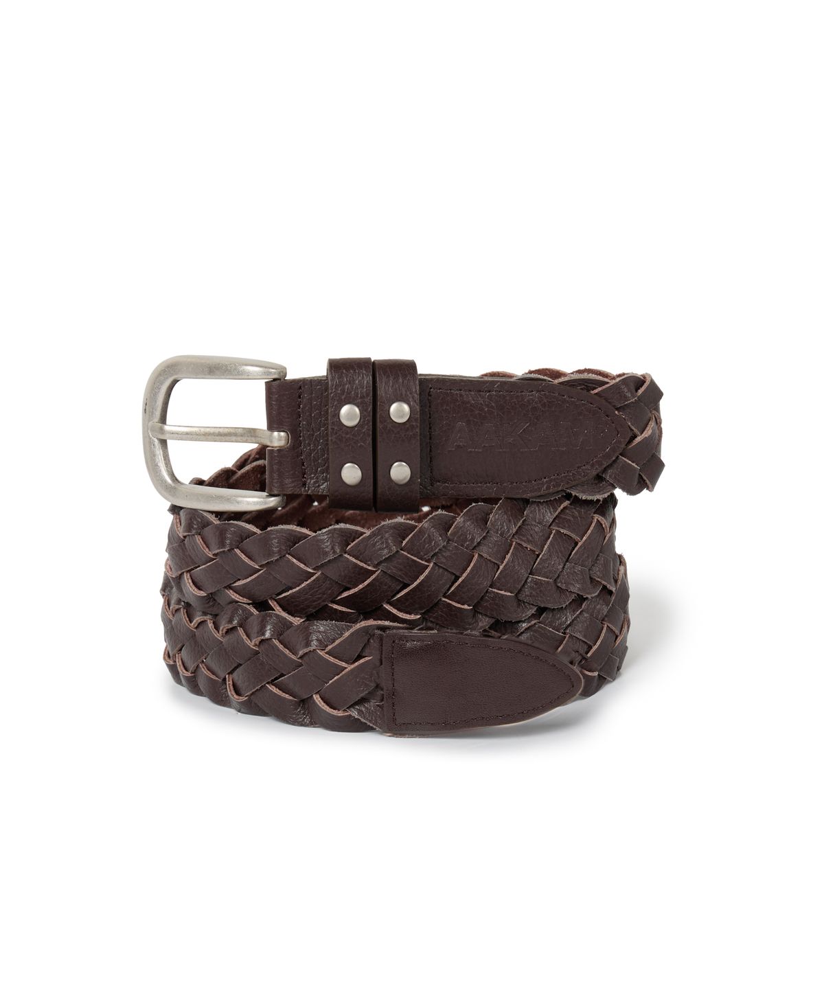 아캄(AAKAM) 30mm Braided Western Leather Belt (Brown)