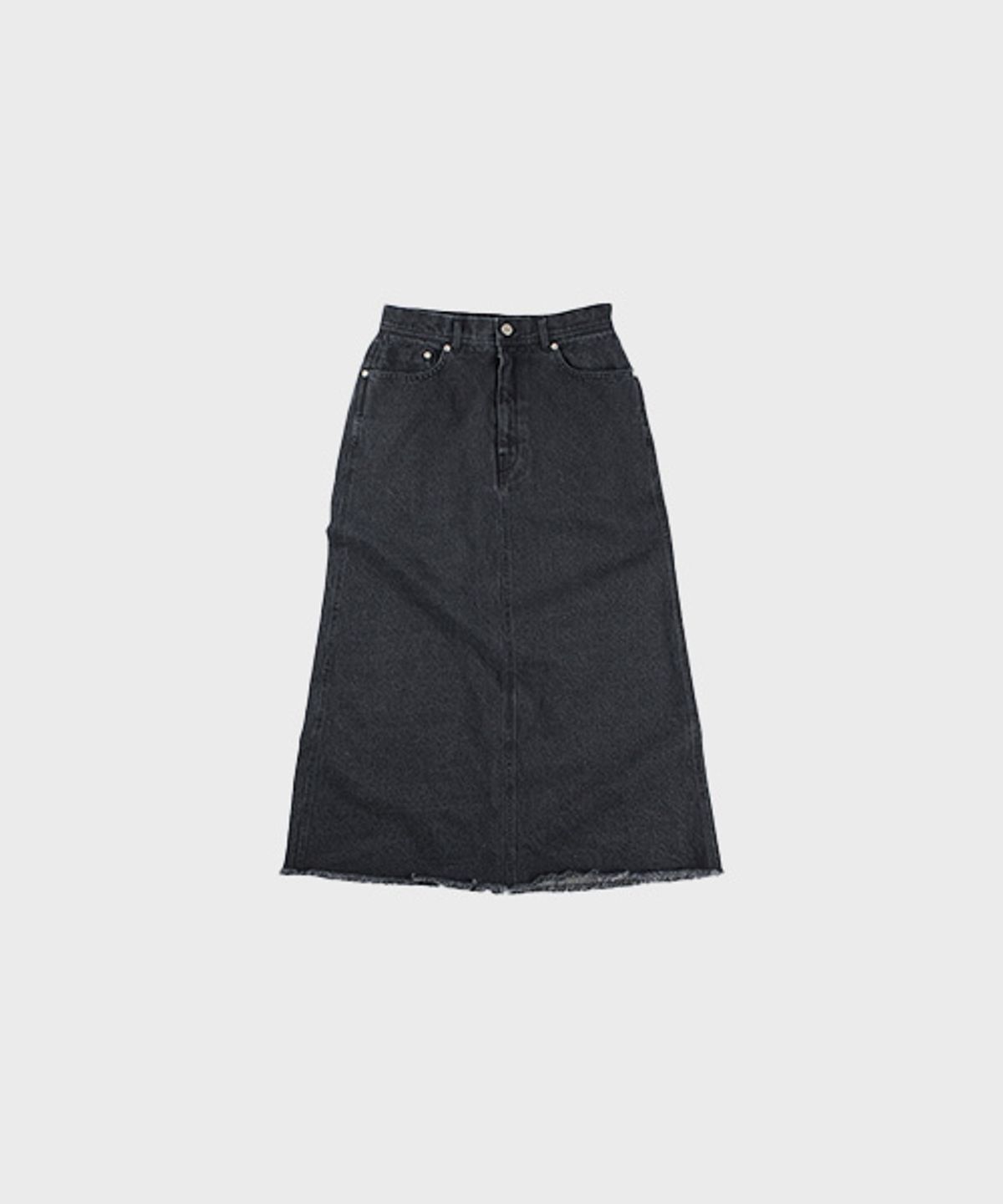 오울(OOOWL) DENIM LONG SKIRT LOVE BLACK