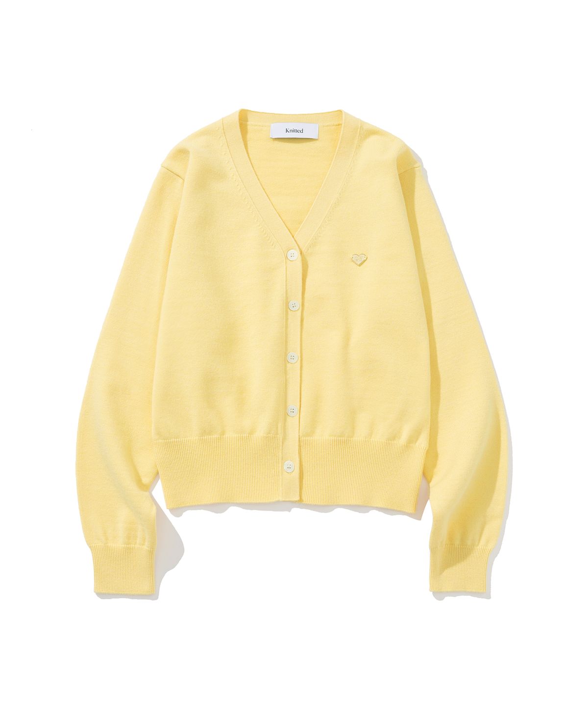 니티드(KNITTED) (W) 베이직 에센셜 워셔블 브이넥 가디건 YELLOW