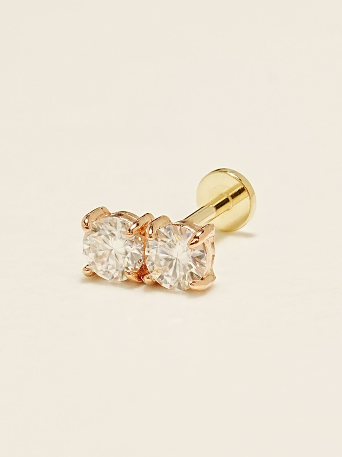 미니멀피어싱(MINIMALPIERCING) [1mm/1.2mm]14K 인터널 모이사나이트 다이아 더블 라블렛 피어싱 귀걸이