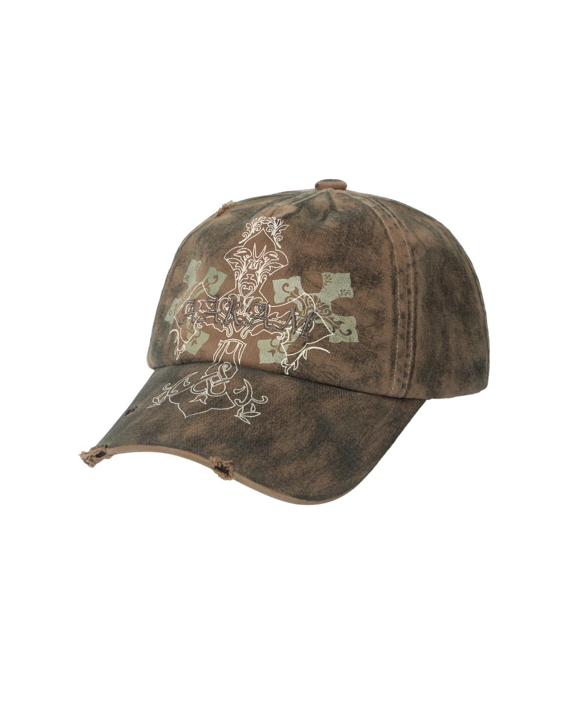 아캄(AAKAM) CROS2 Washed Damage Ball Cap (Khaki)