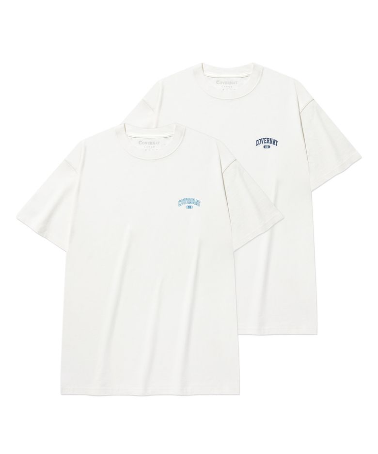 [2PACK] 스몰 아치 로고 티셔츠 White