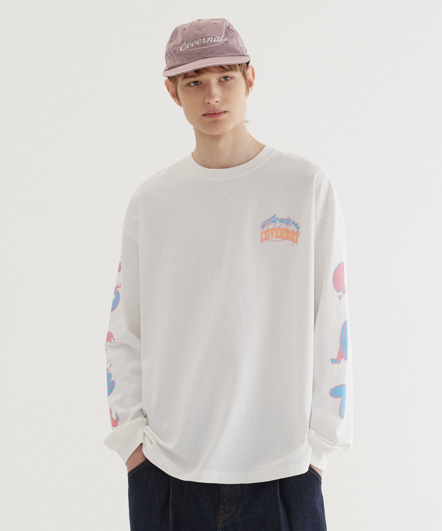 ★COVERNAT★ Wave Graphic T-Shirt White CO2502ST51WH MUSINSA | COVERNAT Wave Graphic T-Shirt White