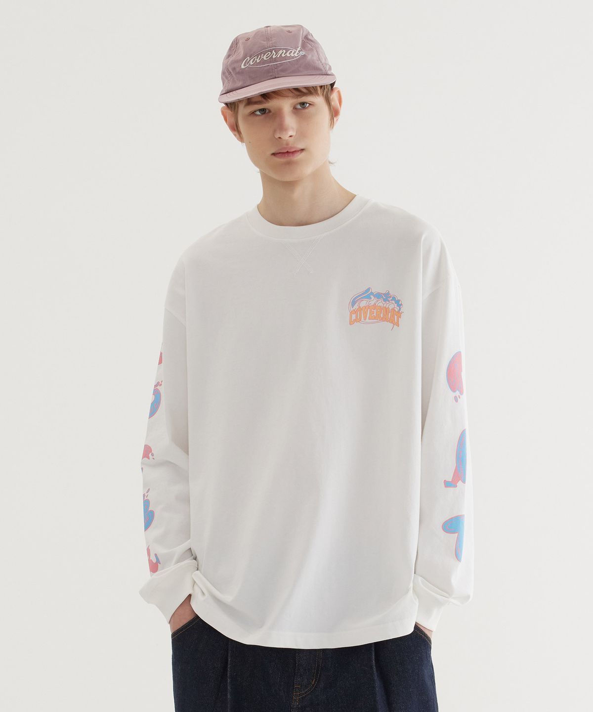 커버낫(COVERNAT) 웨이브 그래픽 롱슬리브 White