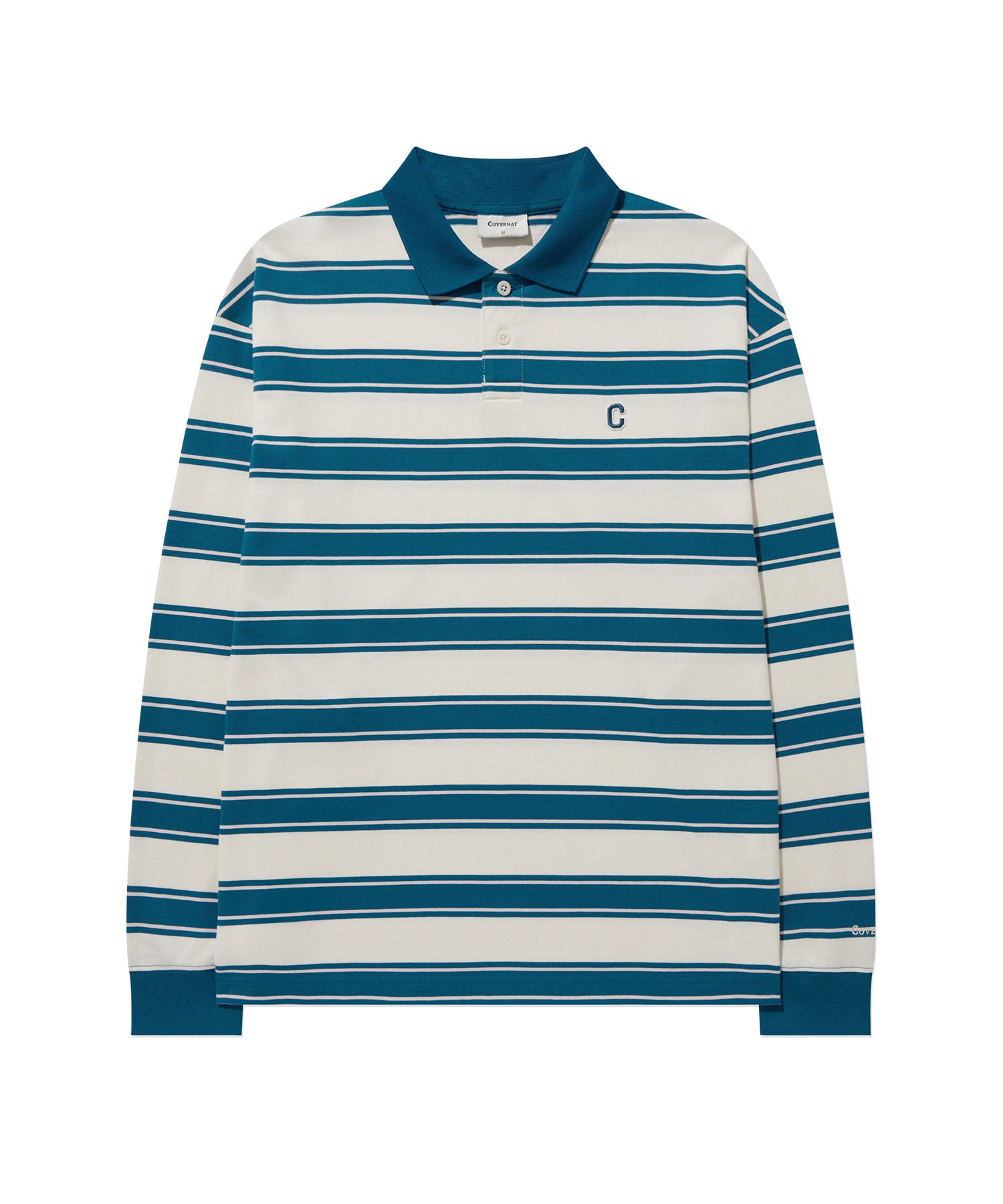 COVERNATのStriped Collar Long Sleeve 全2色 MUSINSA | COVERNAT Striped Collar Long Sleeve Dark Navy