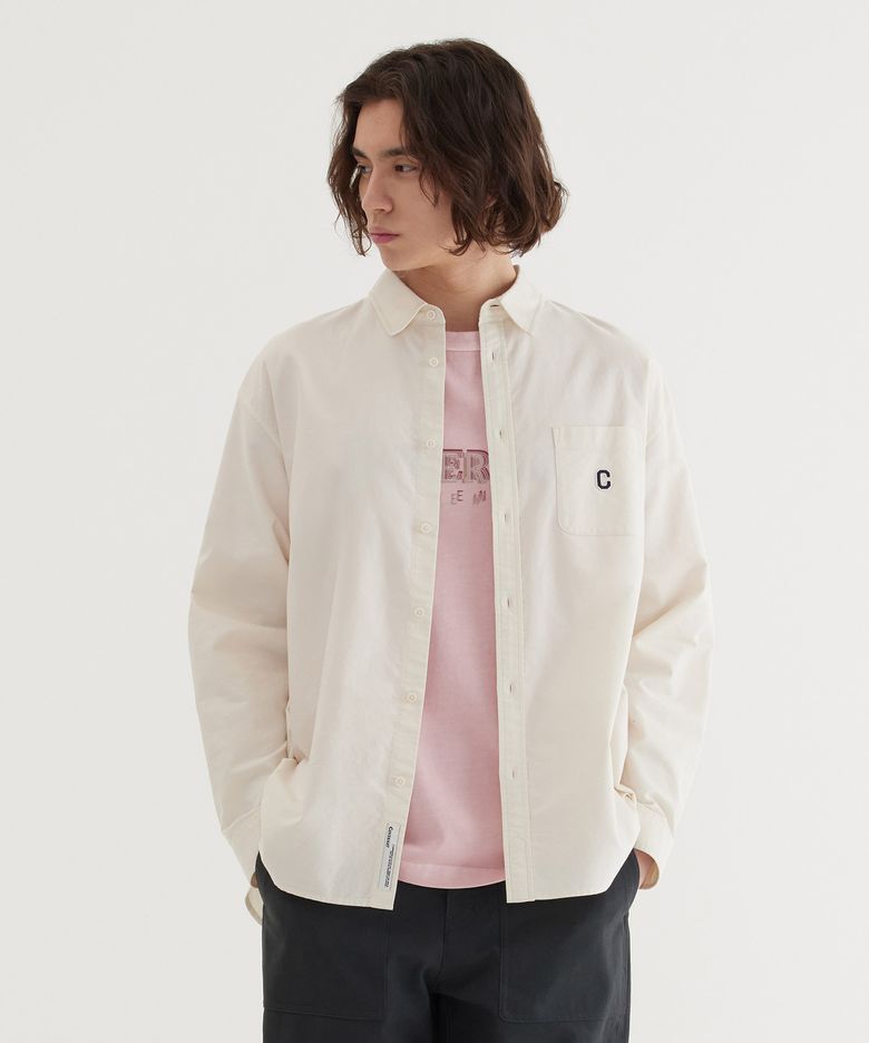 C 로고 다잉 옥스포드 셔츠 Ivory