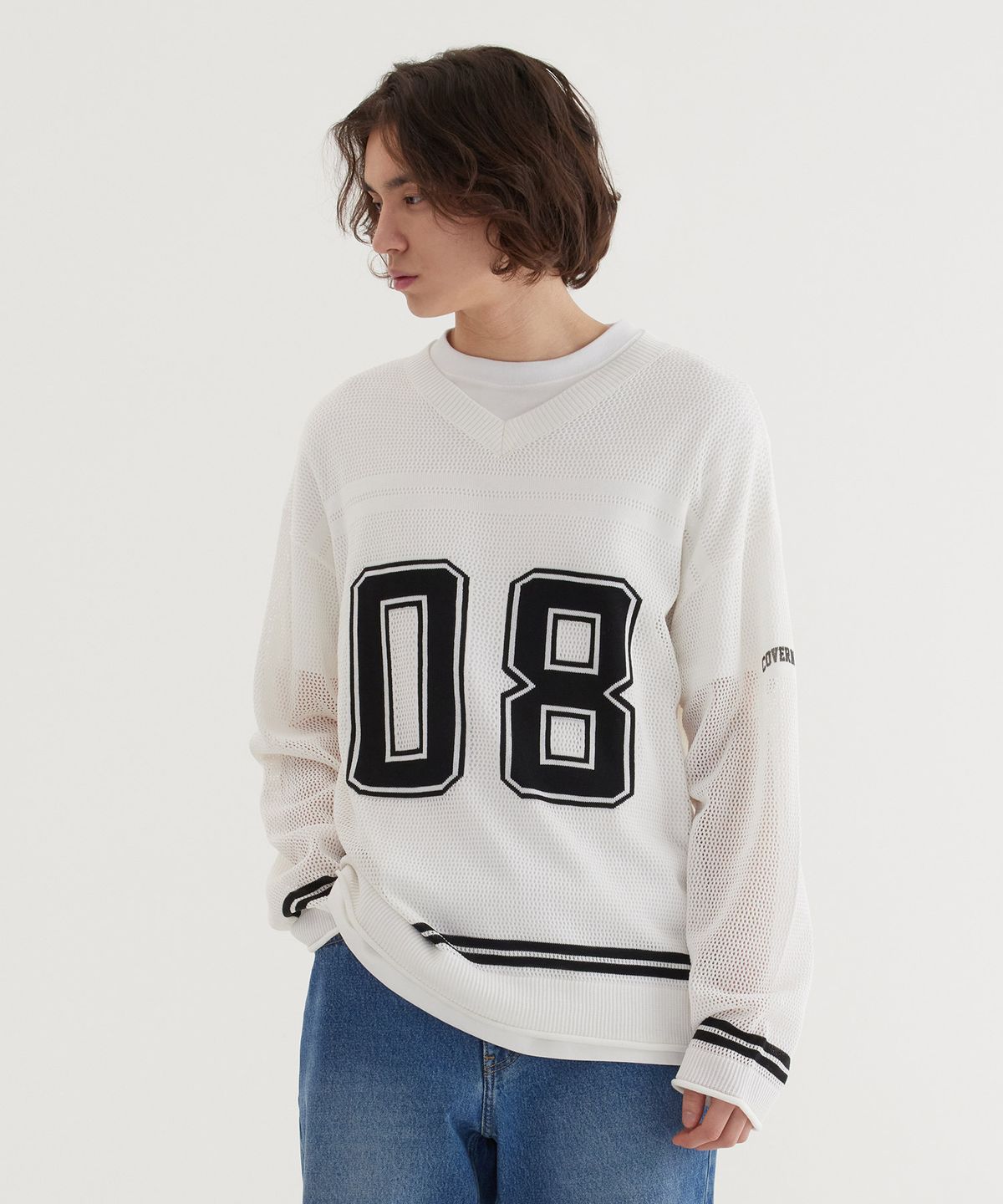 커버낫(COVERNAT) 럭비 메쉬 니트 White