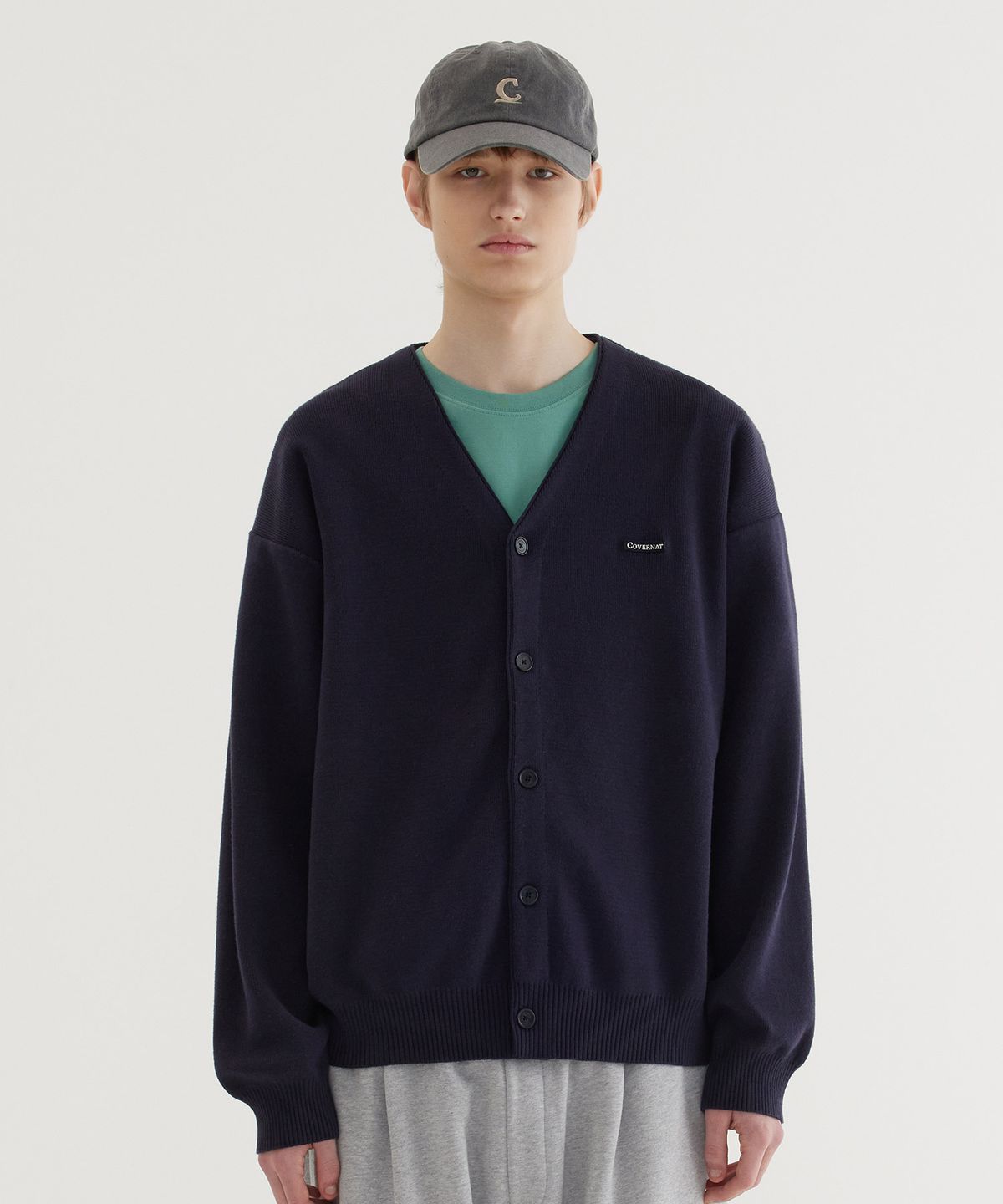 커버낫(COVERNAT) 베이직 Y 가디건 Dark Navy