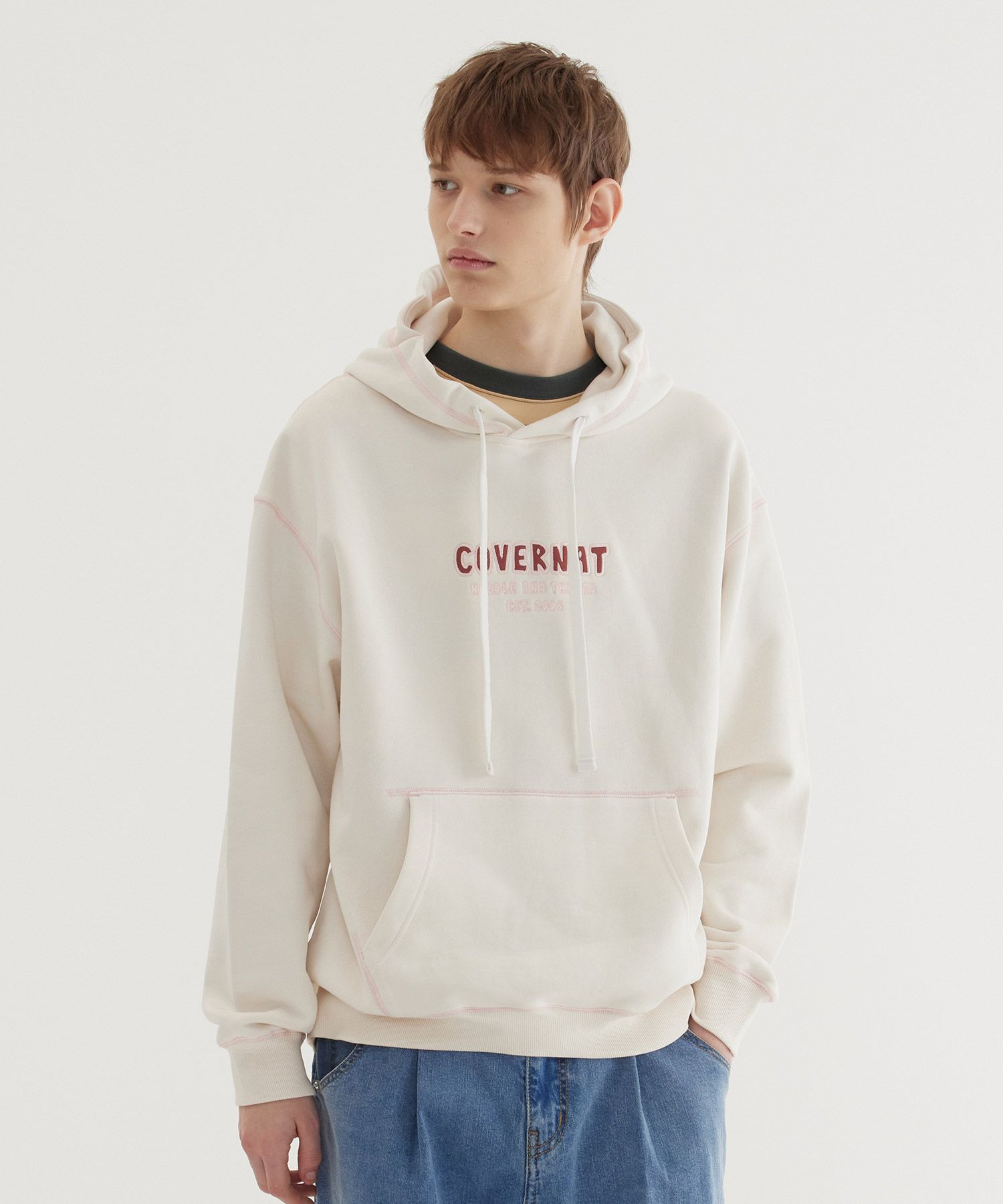 パーカー・フーディ COVERNAT Neon Logo Hoodie Ivory MUSINSA | COVERNAT Neon Logo Hoodie Ivory