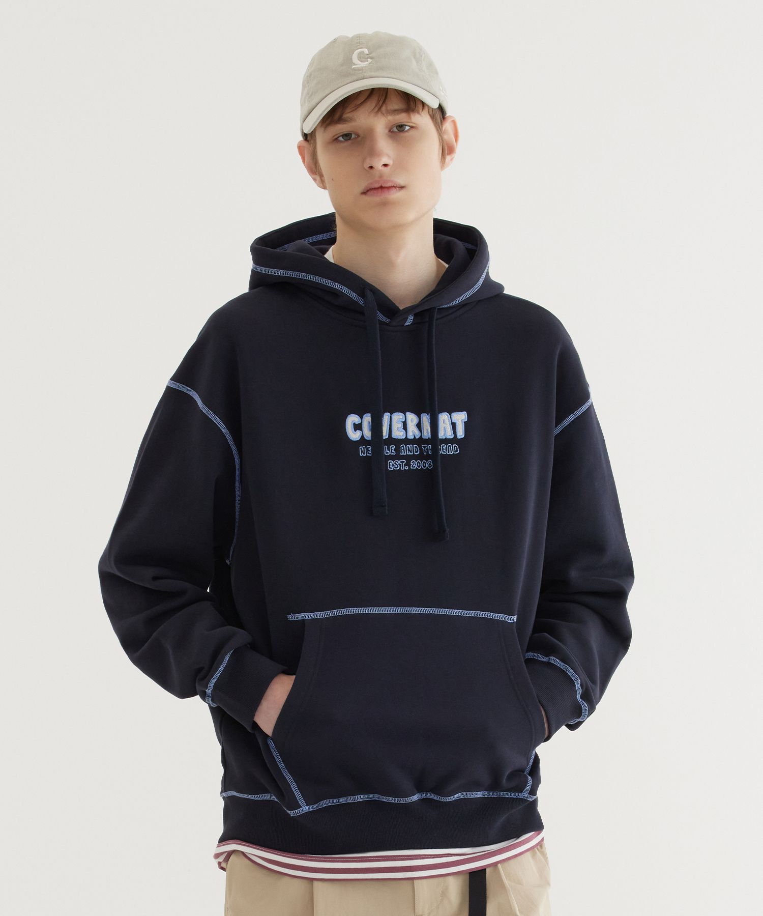 パーカー・フーディ COVERNAT Neon Logo Hoodie Dark Navy MUSINSA | COVERNAT Neon Logo Hoodie Dark Navy