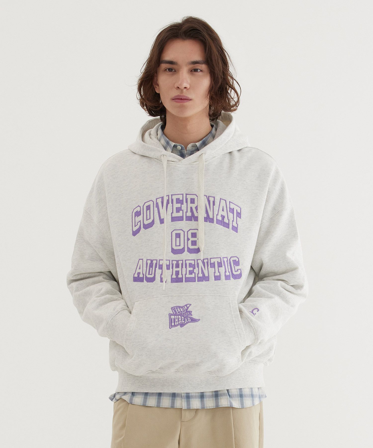 パーカー・フーディ COVERNAT arch logo hoodie oatmeal MUSINSA | COVERNAT Flag Arch Logo Overfit Hoodie Oatmeal