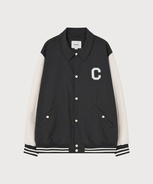 C로고 카라 바시티 자켓 Charcoal