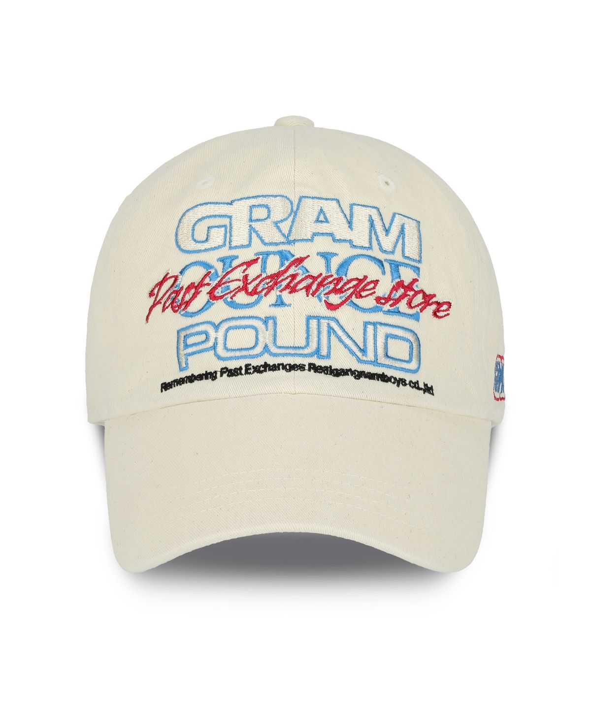 그램 아운스 파운드(GRAM OUNCE POUND) Typo Overlapped 6-Panel Cap_Washed Cream
