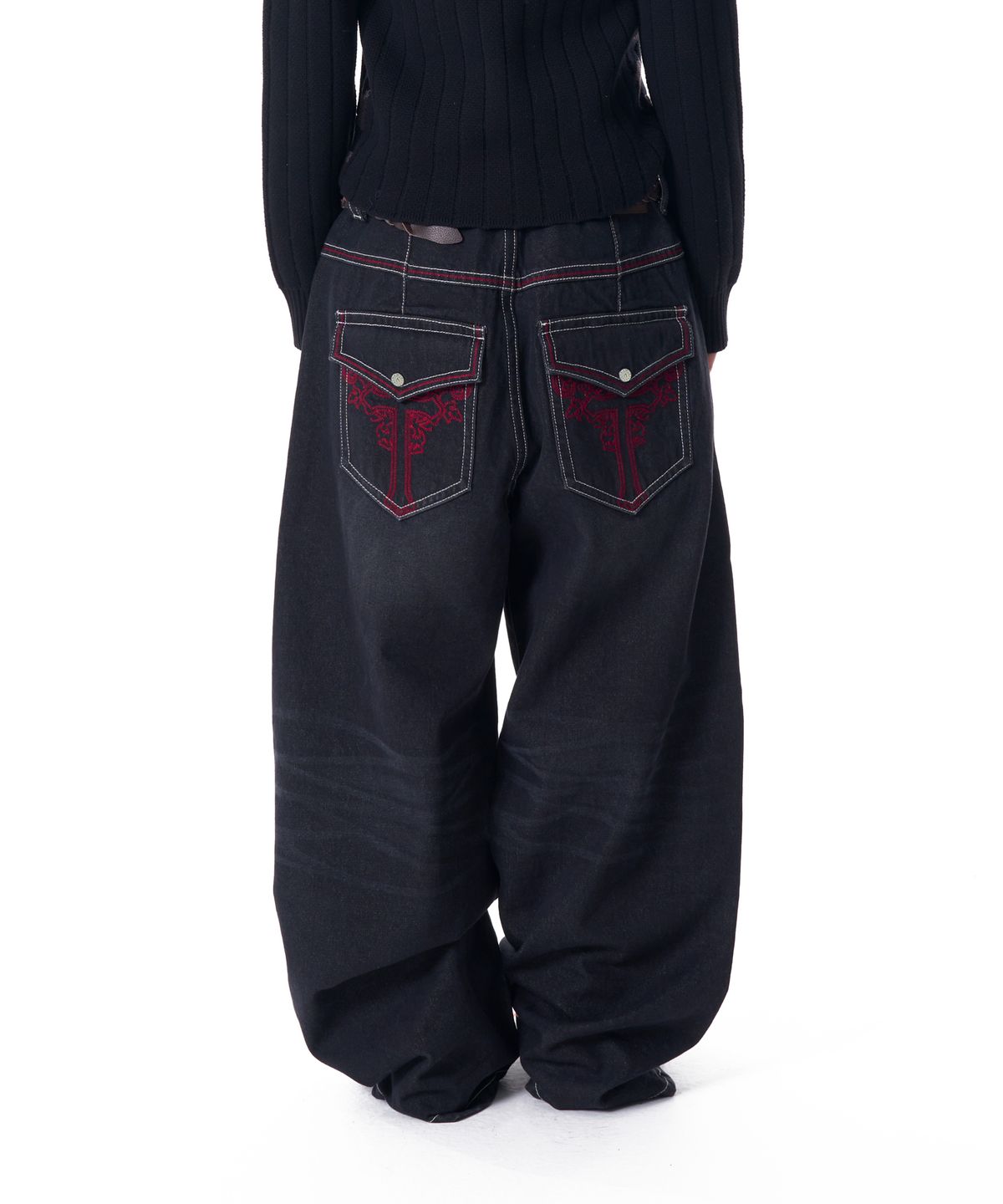 아캄(AAKAM) CROS2 Washed Denim Pants (Black)