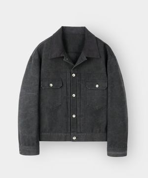 VTG 코듀로이 카라 트러커 자켓_차콜