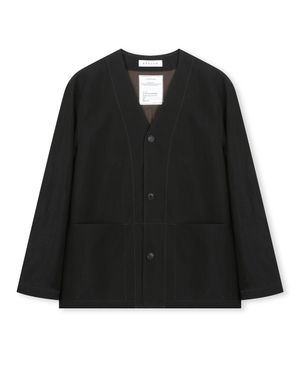 COLLARLESS JACKET LUSTRE BLACK