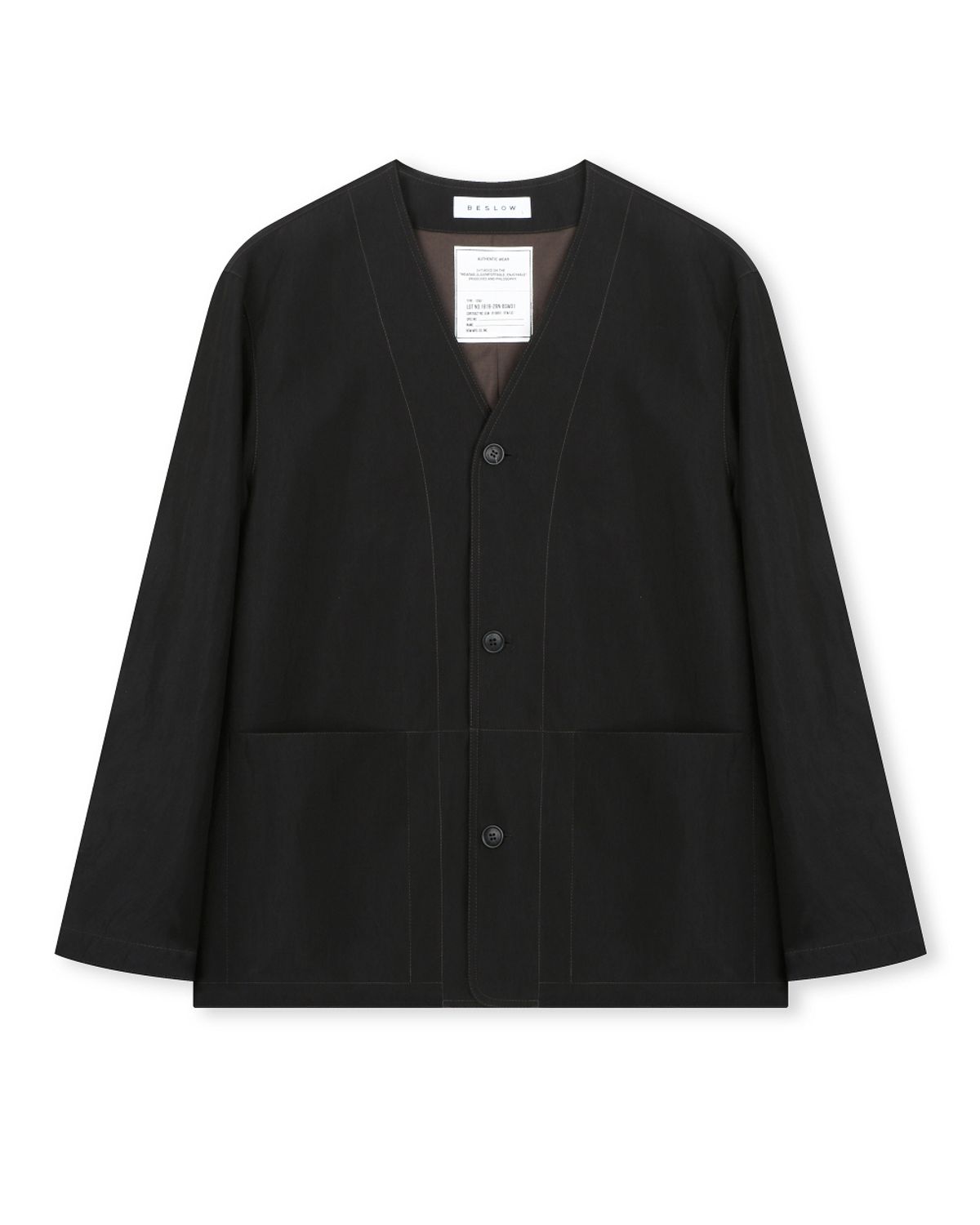 비슬로우(BESLOW) COLLARLESS JACKET LUSTRE BLACK