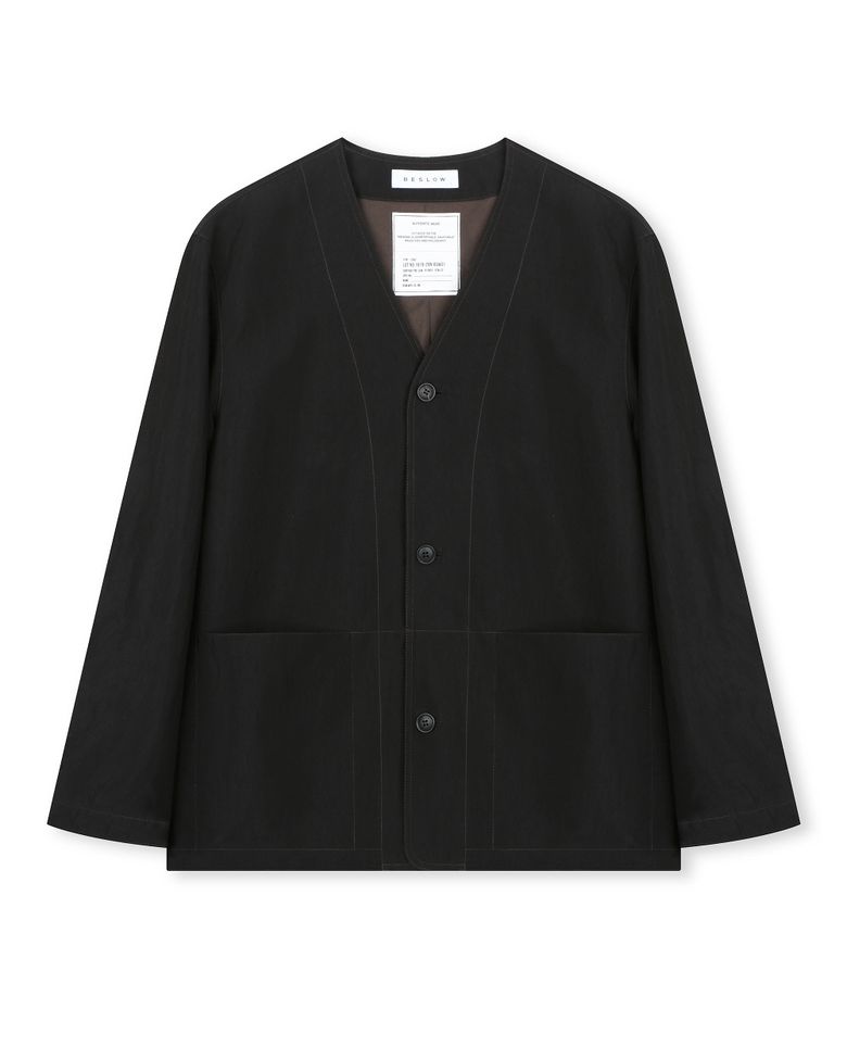 COLLARLESS JACKET LUSTRE BLACK