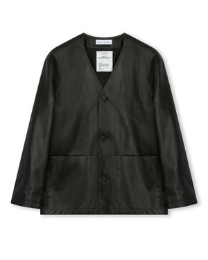 COLLARLESS JACKET LEATHER BLACK