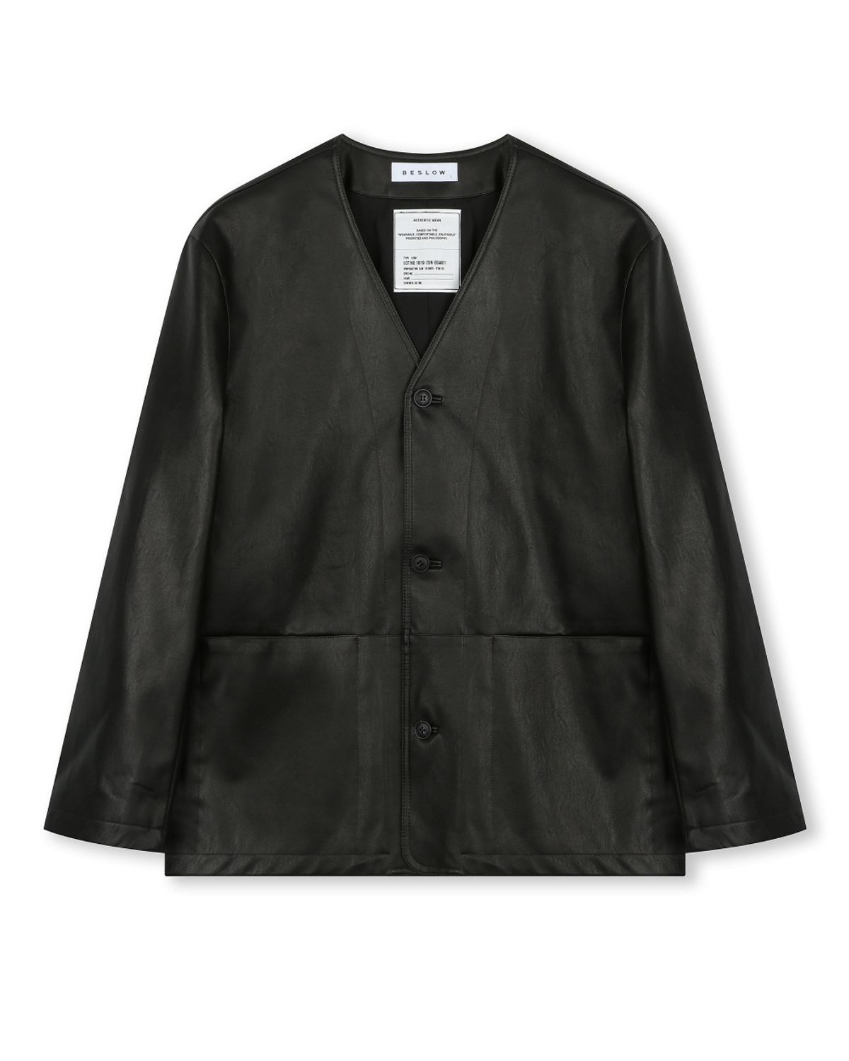비슬로우(BESLOW) COLLARLESS JACKET LEATHER BLACK