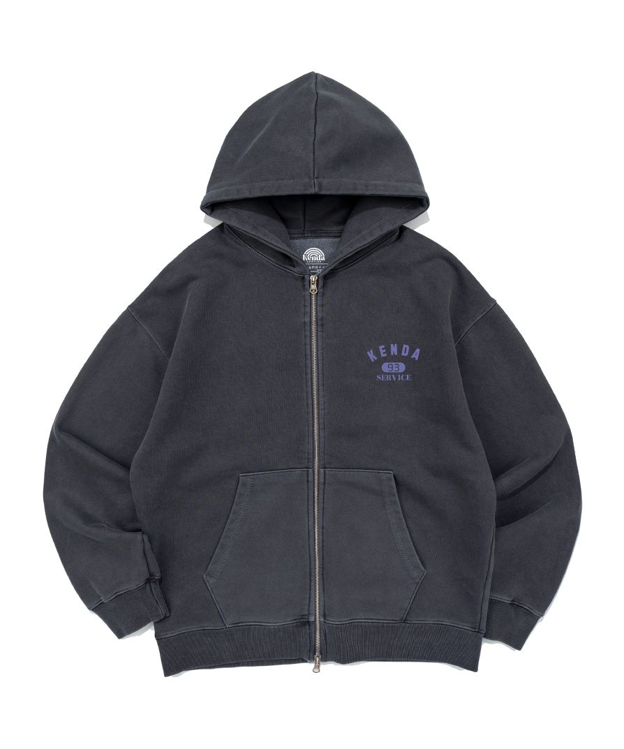 MUSINSA | KENDA PIGMENT RETRO LOGO HOOD ZIP-UP (BLUE GRAY)