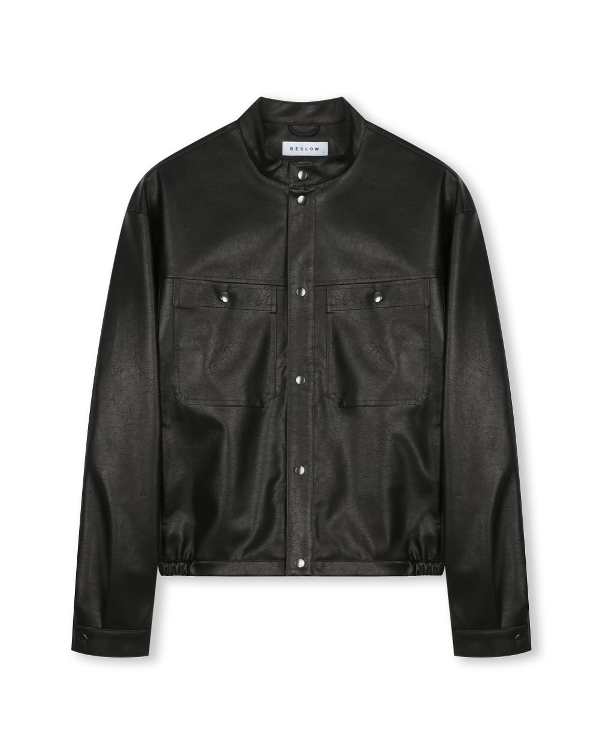 비슬로우(BESLOW) VEGAN LEATHER STAND COLLAR JACKET BLACK