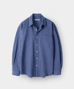 브로드 체크 셔츠_블루