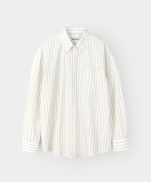 포시즌 소프트코튼 스트라이프 셔츠_아이보리