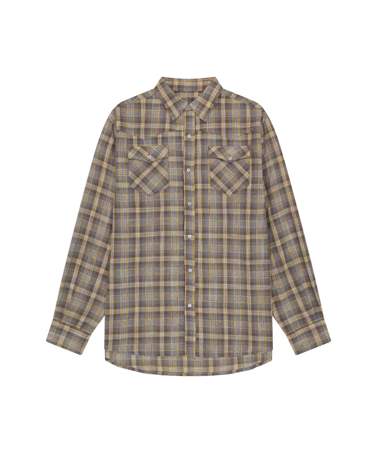 아캄(AAKAM) Western Vintage Check Shirts (Yellow)