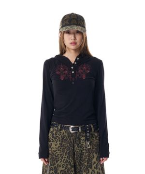 Studded CROS2 Hooded Long Sleeve (Black)