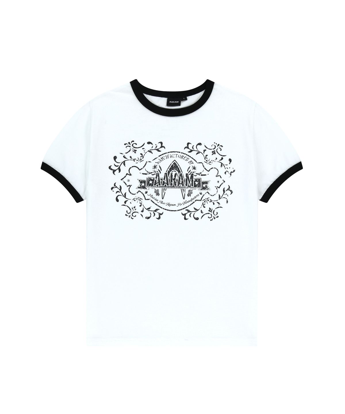 아캄(AAKAM) Stamp Printed Ringer Top (White)