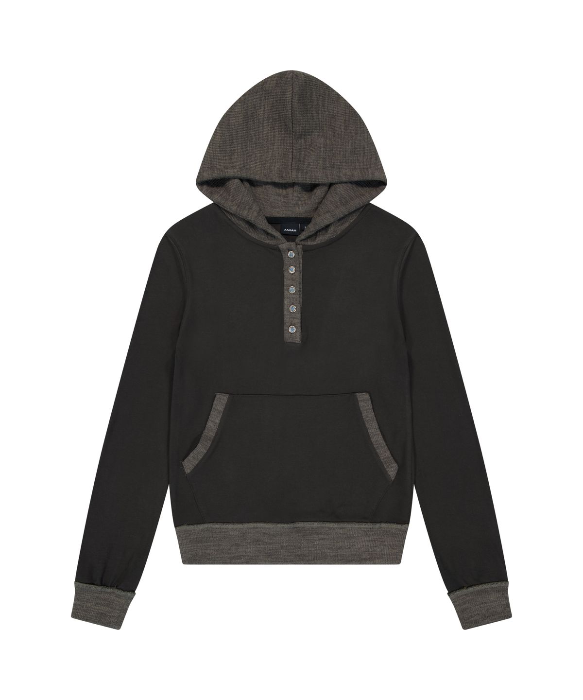 아캄(AAKAM) Contrast Logo Button Hoodie (Brown)
