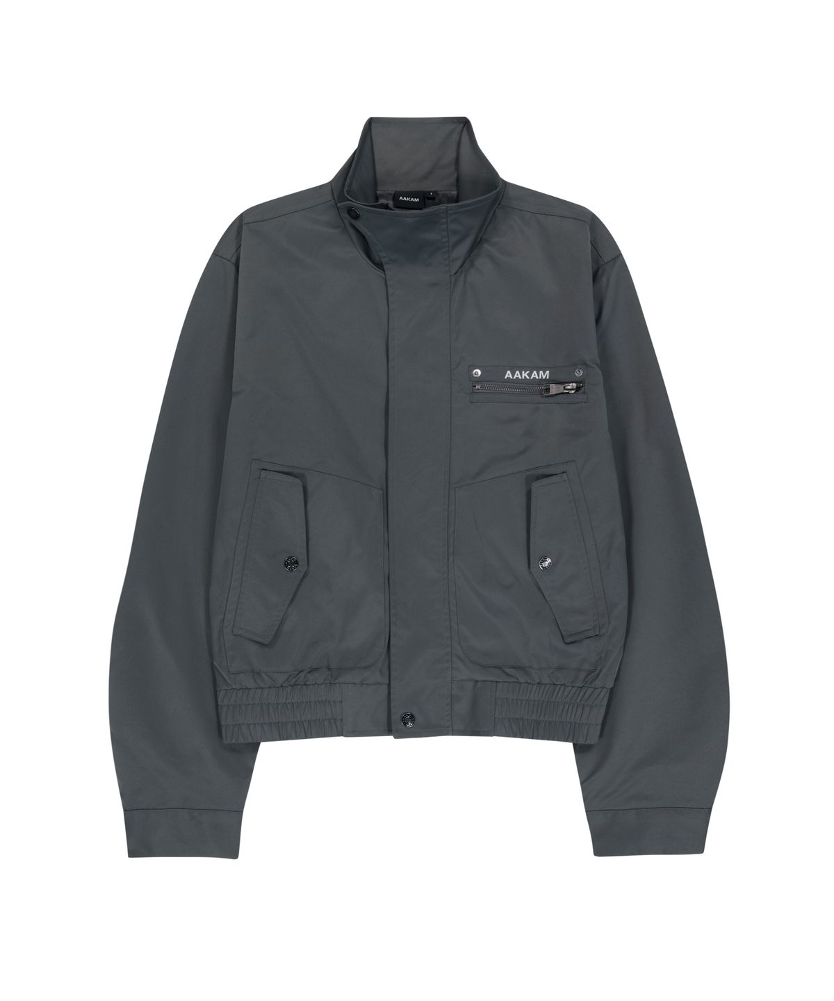 아캄(AAKAM) High-Neck Button Jacket (Dark Gray)