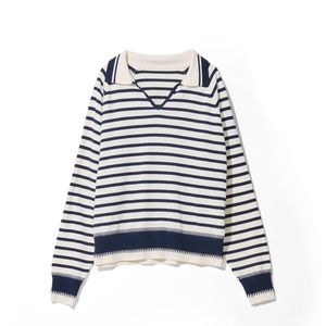Stripe Collar Knit Navy