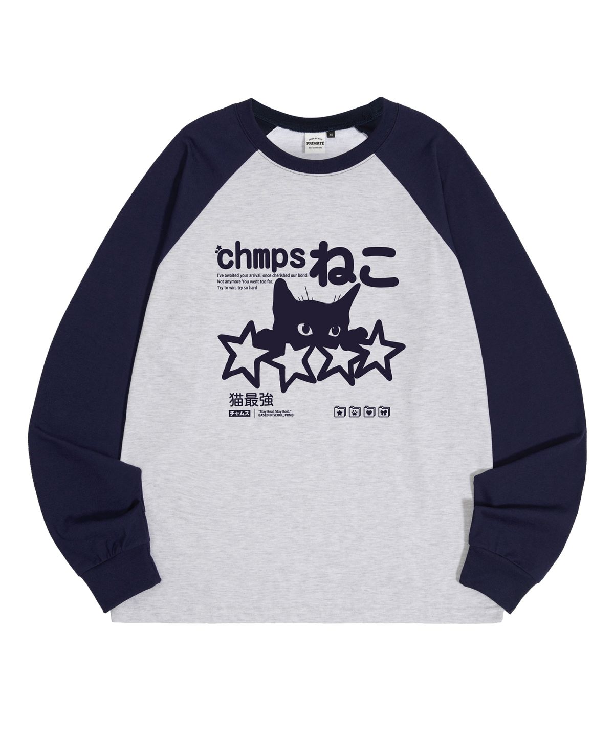 본챔스(BORN CHAMPS) [5 COLORS] CHMPS NEKO 래글런 오버핏 롱 슬리브 B25ST18