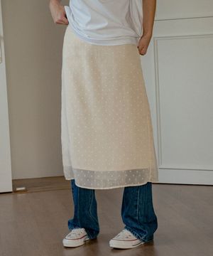 P3222 도트 시폰 스커트_Ivory