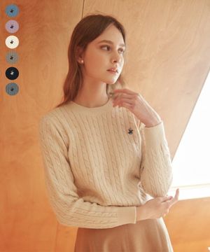 여성 비스코스 라운드넥 케이블 니트 TK319