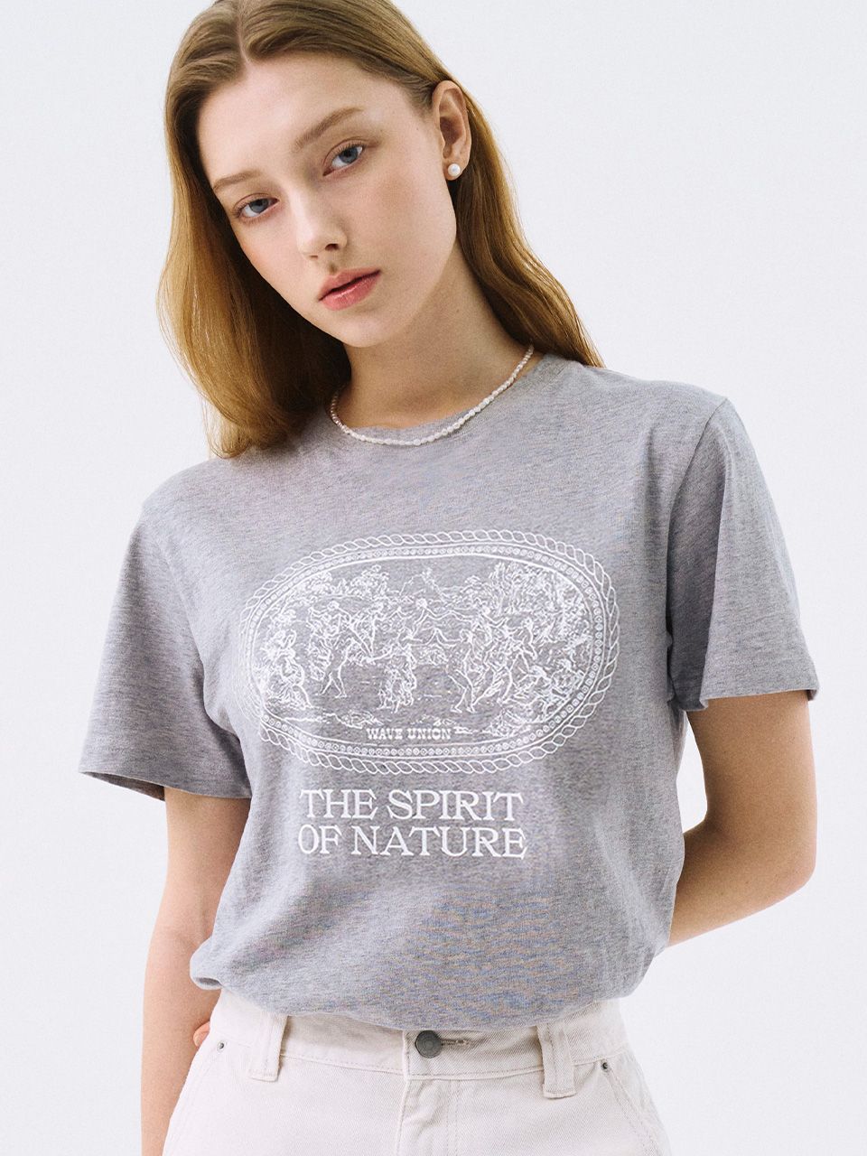WAVE UNION★韓国 Nymphs T-shirt heather dark gray半袖Tシャツ 웨이브유니온(WAVE UNION) Nymphs T-shirt heather dark gray