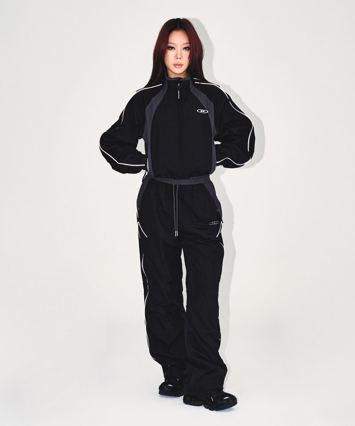 본투윈(BORN TO WIN) W NYLON BLOCK STRING PANTS [BLACK]