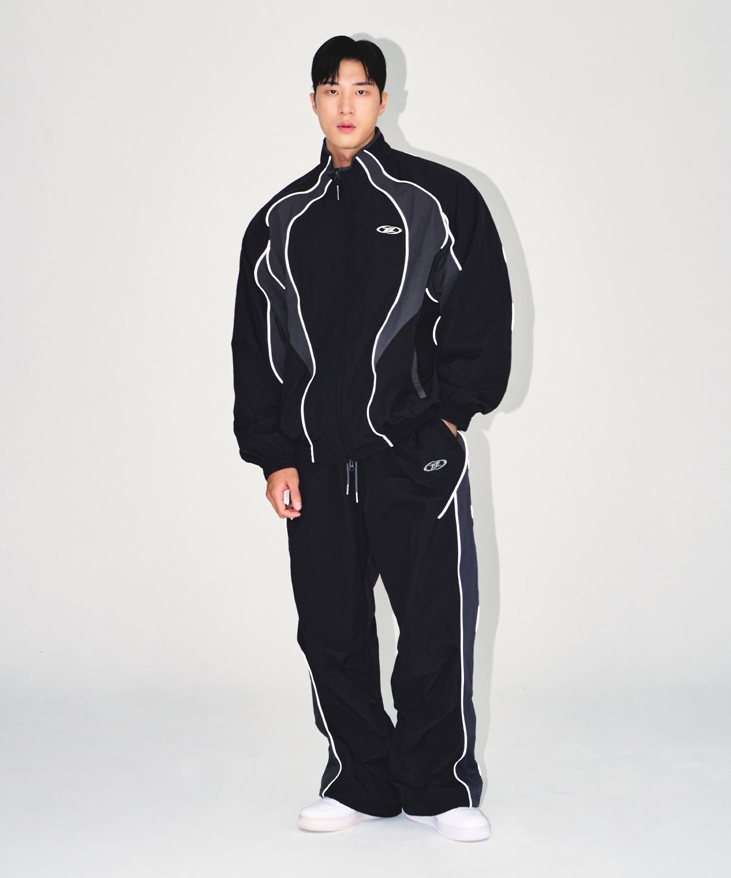 MUSINSA公式 | BORN TO WIN NYLON BLOCK STRING PANTS [BLACK]